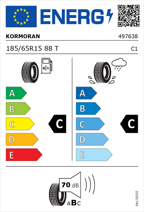 Tyre Label for Kormoran Road Performance 185/65R15 88T